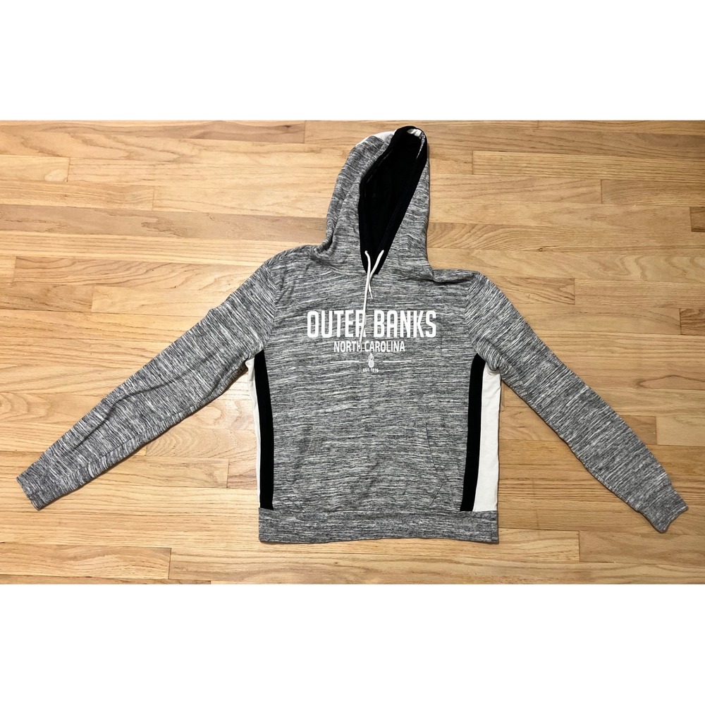Liquid Energy Outer Banks North Carolina Space Dye Hoodie Grey White Mens Medium
